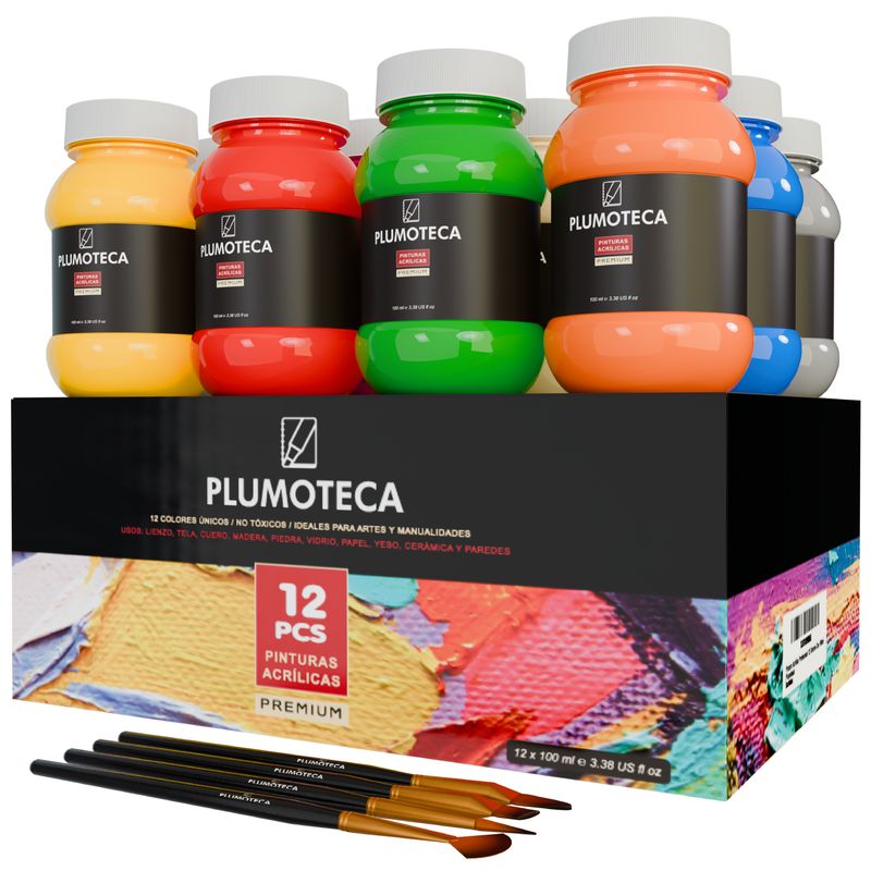 Set 12 colores × 100 ml PLUMOTECA